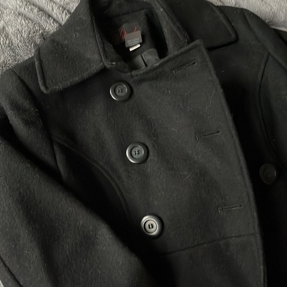 Black Button Up Wool Coat - Picture 2 of 2